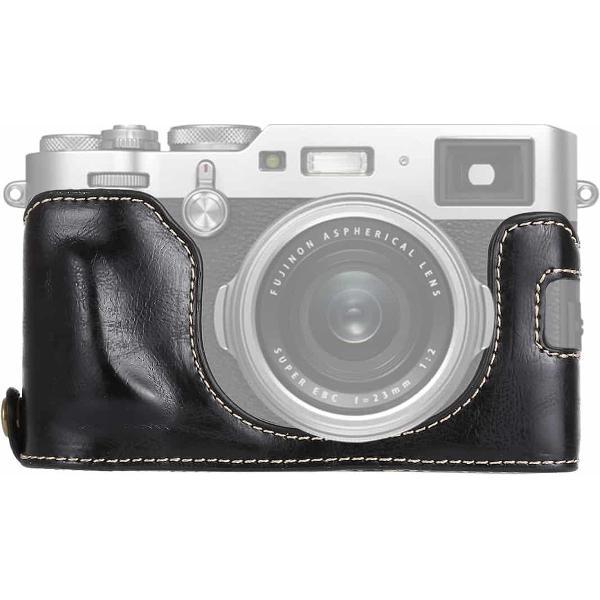 1/4 inch draad PU lederen camera half behuizing basis voor FUJIFILM X100F (zwart)