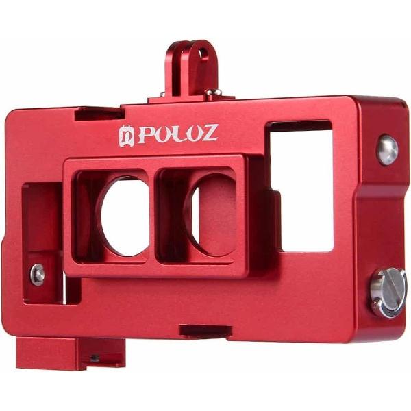 PULUZ 2 in 1 Behuizing Shell CNC Aluminium Beschermende Kooi met Lens Frame voor GoPro HERO4 / 3 + (Rood)