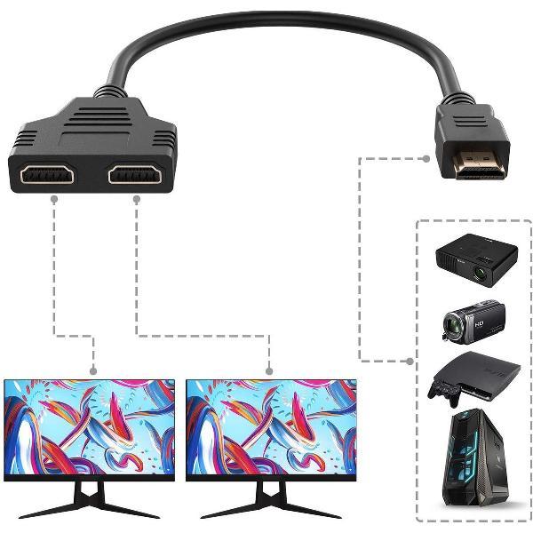hdmi splitter 2 poorts - Fetestiic HDMI Splitter Adapter voor 1080p HDTV, Dual HDMI-adapter, HDMI Male naar 2 HDMI Splitter Sockets, ondersteuning voor Xbox, Blu-Ray / DVD-speler, PS3