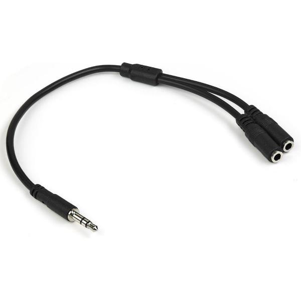 StarTech.com Slanke Stereo Splitterkabel Y-adapter 3,5mm Mannelijk naar 2x 3,5mm Vrouwelijk
