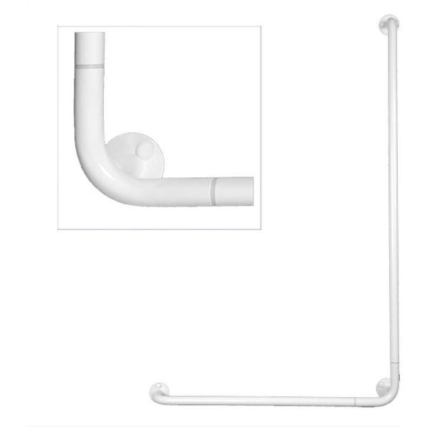 Badkamer-toilet hoekhandgreep 90 graden 70 x 70 cm staal wit