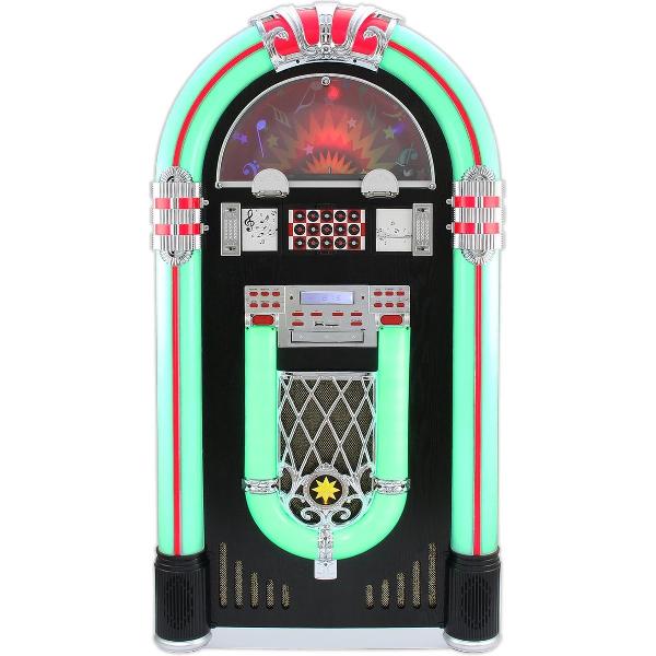 Jukebox Vinyl Platenspeler & Geluidssysteem - LED-Verlichting - Bluetooth, USB & SD/MMC - CD-speler -AUX & FM radio met PLL - 4 zwenkwielen