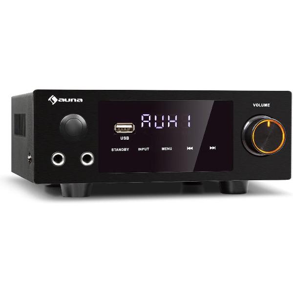 auna AMP-2 DG stereo hifi versterker - Bluetooth 4.0 - MP3 weergave via USB - 2 x 50 Watt RMS - optische & coaxiale ingang - leddisplay - afstandsbediening