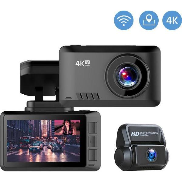 TechU™ 4K Dashcam set MO2 Pro - Wifi - GPS - Voor en Achter - Super Night Vision - Dual Recording - Autocamera - Loop recording - Bewegingssensor - G-sensor
