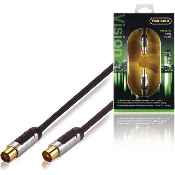 Profigold PROV8701 High Performance Coax Kabel - (male-female) zwart - 1 meter