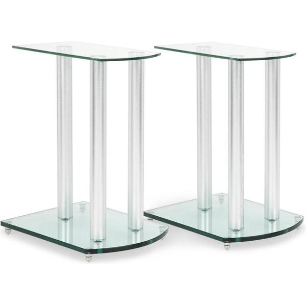 LS-46 set van 2 luidsprekerstandaards glas/aluminium <10 kg belastbaar