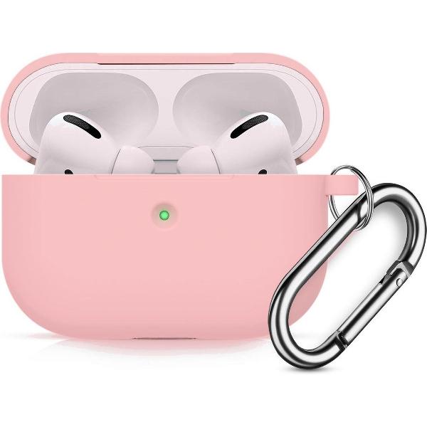 Apple AirPods Pro Soft Silicone Hoesje Met sleutelhanger - Roze