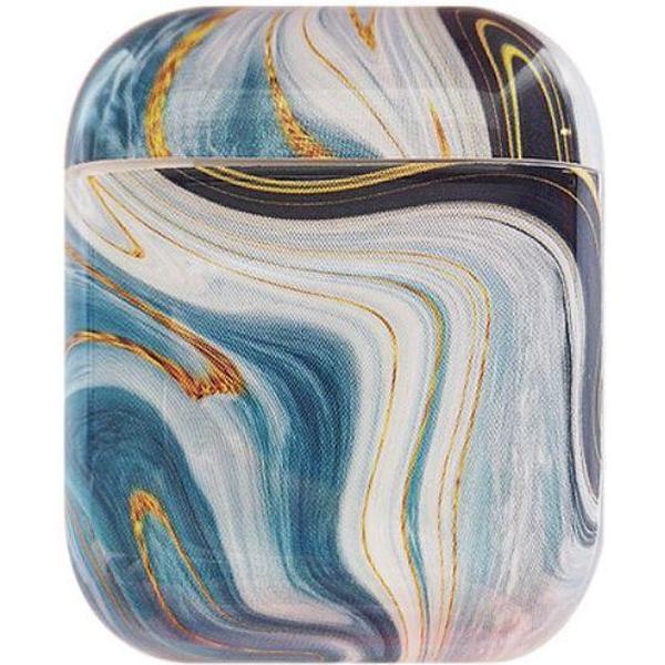 Apple AirPods Hard Plastic Hoesje met Marmer Print Blauw / Wit