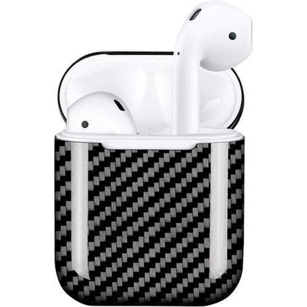 Carbon Case Hoes geschikt voor Apple Airpods – Beschermhoes - Zwart