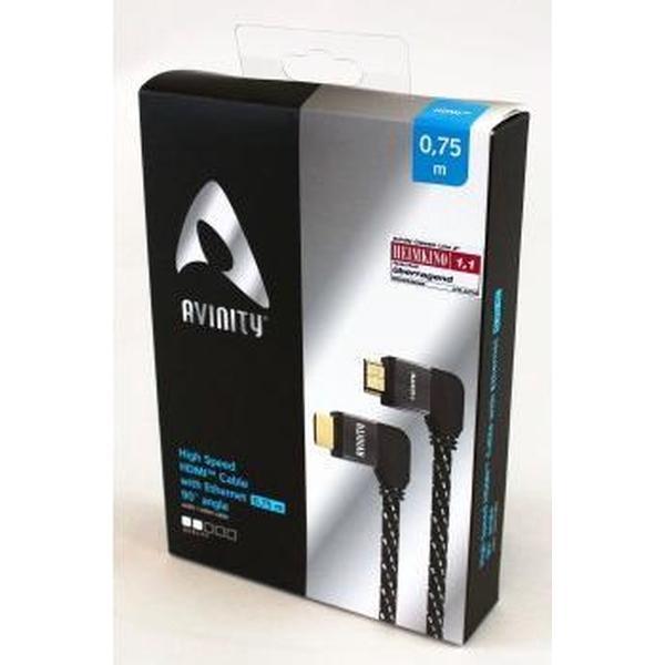 Avinity Hdmi Kabel Met Ethernet 90° Connector 0.75M Verguld