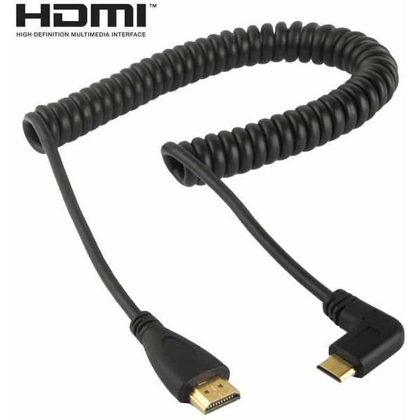 1.4 versie, vergulde mini HDMI Male naar HDMI mannelijke opgerolde kabel, ondersteuning voor 3D / Ethernet, lengte: 60 cm (kan worden uitgebreid tot 2m)