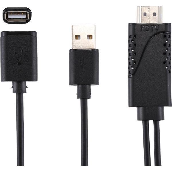 1080P USB 2.0 Man + USB 2.0 Vrouw naar HDMI HDTV AV Adapterkabel smartphones - Zwart