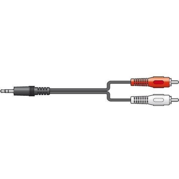 Telefoonkabeltje 2x RCA / Tulp - 1x 3.5mm Jack 2.5m Aux Audio