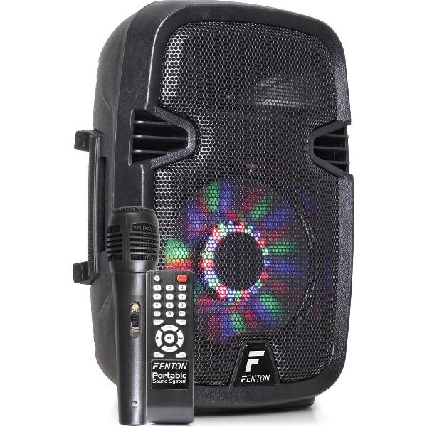 Fenton FT8LED mobiele bluetooth speaker 300W met microfoon en LED lichteffect. Overal te gebruiken!