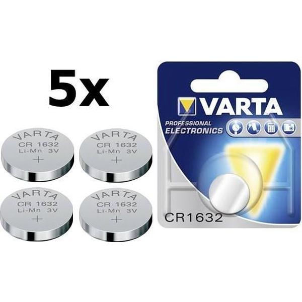 5 Stuks ( 5 Blister a 5st) Varta CR1632 140mAh 3V Lithium Knoopcel Batterij