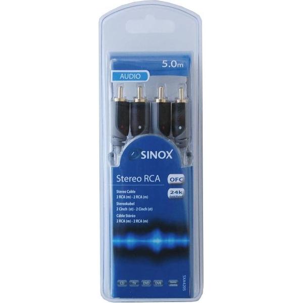 Sinox 5m RCA audio kabel 2 x RCA Grijs