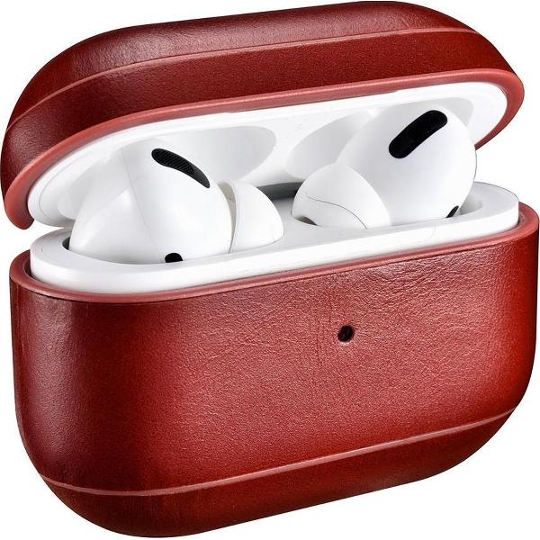 Icarer - Echt lederen cover hoes - AirPods Pro - Rood