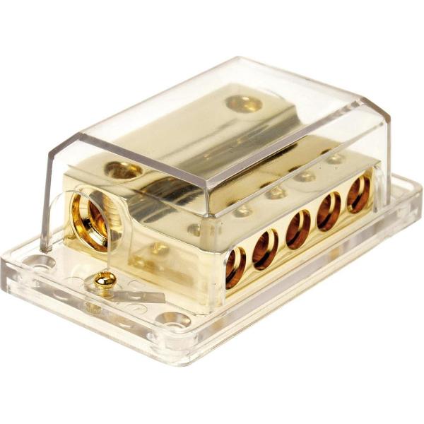 Power distribution block (gold) 2x35-50 mm² in / 5x20 mm out