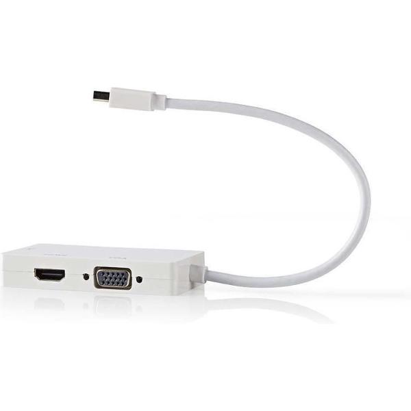 Nedis CCGB37465WT02 Mini Displayport-adapterkabel, Multiport Mini-displayport Male - Vga Female + Dvi-d 24+1-pins Female + Hdmi™-ingang 0,2 M Wit