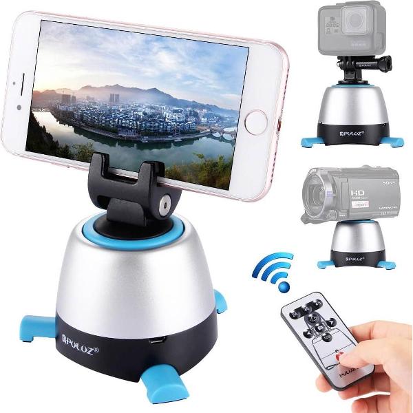 PULUZ Elektronische 360 â€‹â€‹graden rotatie panoramakop met afstandsbediening voor smartphones, GoPro, DSLR-camera's (blauw)
