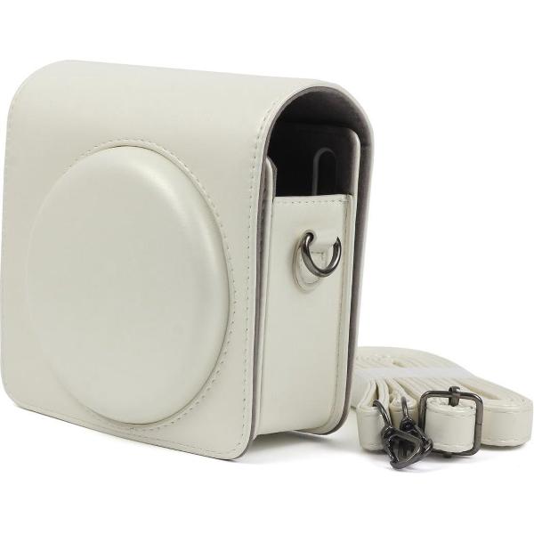 Parelglans PU lederen tas voor FUJIFILM Instax SQUARE SQ6-camera, met verstelbare schouderriem (wit)