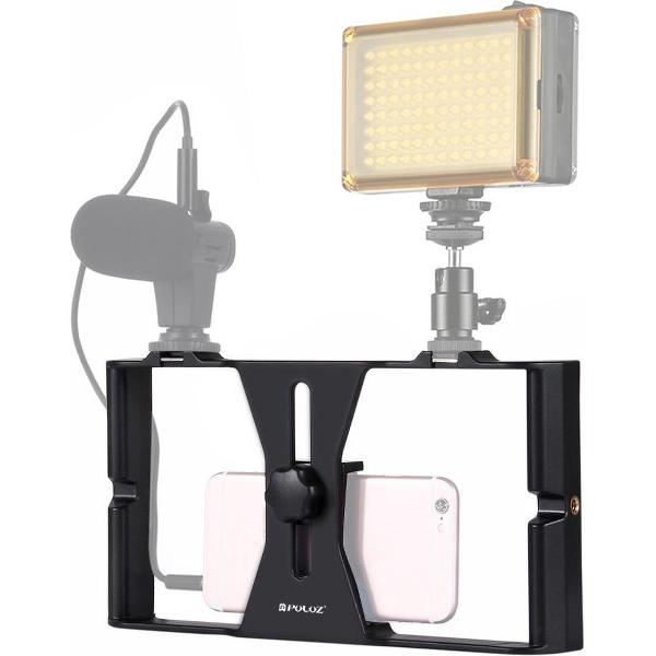 PULUZ Vlogging Live-uitzending Smartphone Video Rig Filmmaken Opnamehendel Stabilisatorbeugel voor iPhone, Galaxy, Huawei, Xiaomi, HTC, LG, Google en andere smartphones (rood)