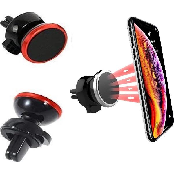 Magnetische telefoonhouder voor in de auto - Magneet - Ventilatierooster - Ventilator- Auto ventilatie houder - Smartphone - Mobielhouder - Autohouder - Auto telefoonhouder - Samsung - iPhone - Nokia - Huawei - Sony - Universeel - Rood