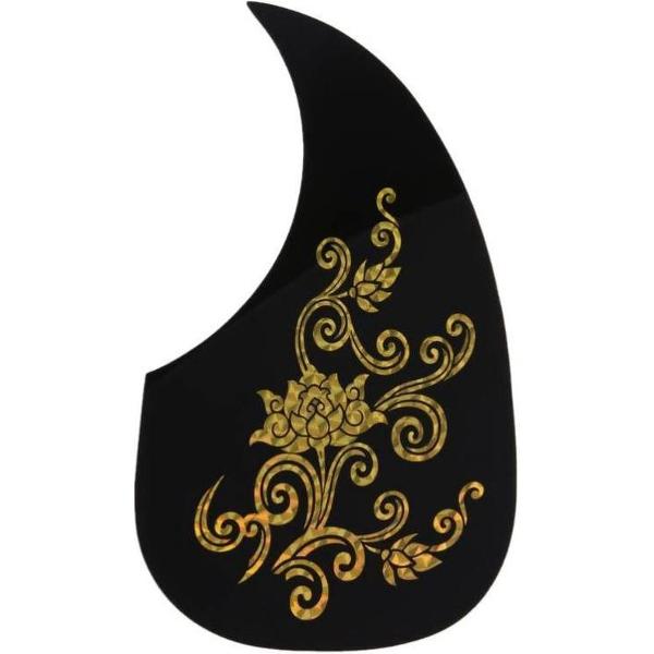 Gitaar Slagplaat sticker - Pickguard - Zelfklevend - Bloem goud 1 stuks