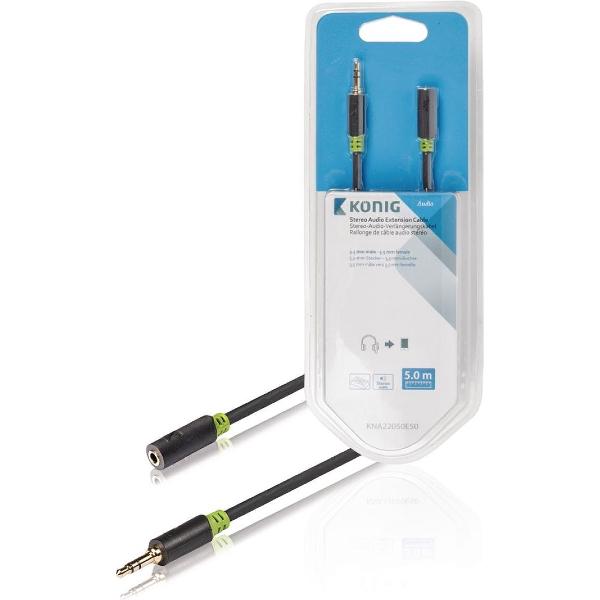 Konig 3,5mm Jack stereo audio verlengkabel - zwart - 5 meter