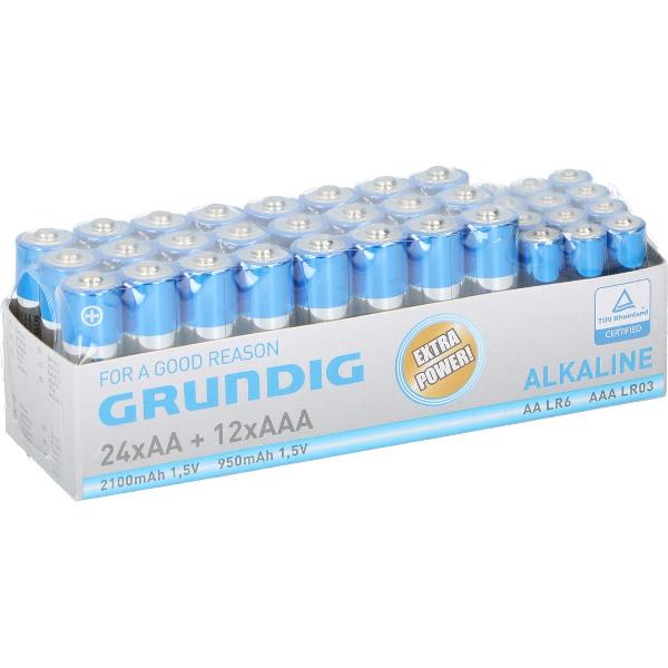 Grundig batterijen - 36 stuks - 12x AAA, 24x AA