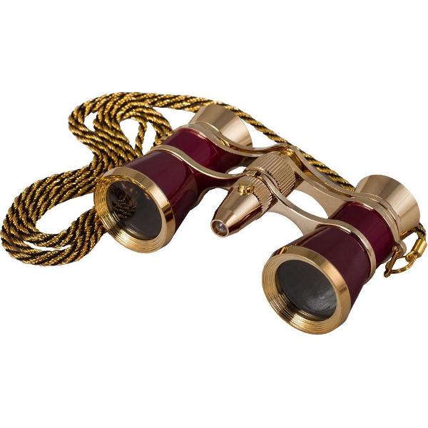 Levenhuk Broadway 325F Opera Glasses (red, with LED light and chain)