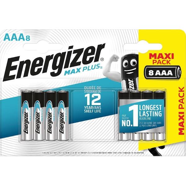 Energizer Max Plus AAA Batterij, 1,5 V (pak 8 stuks)