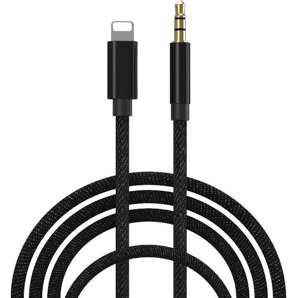 Lightning naar Aux Jack 3,5 mm - Verbinding Kabel Lightning naar Aux - Adapter voor Auto - Zwart