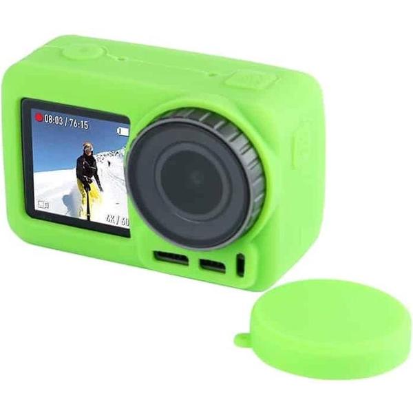 PULUZ siliconen beschermhoes met lensafdekking voor DJI Osmo Action (groen)