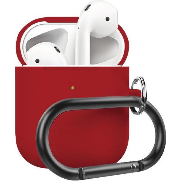 AirPods hoesje van By Qubix - AirPods 1/2 hoesje siliconen chargebox Series - soft case - rood - UV bescherming