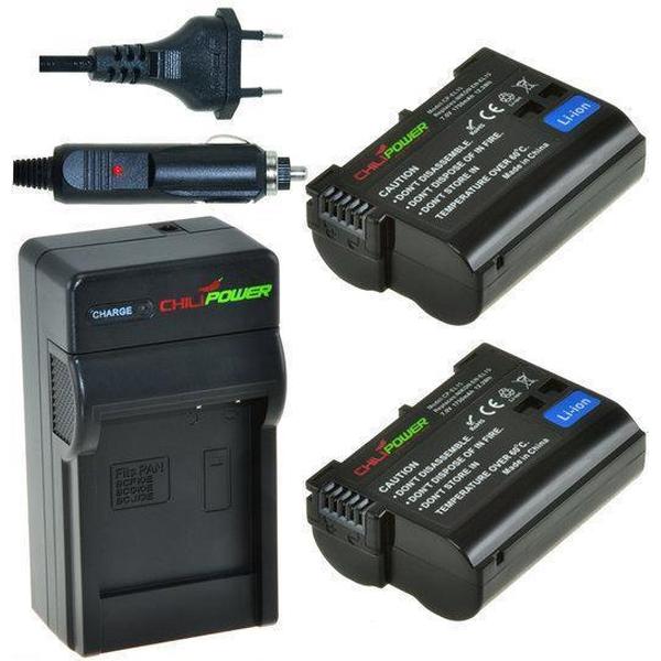 ChiliPower EN-EL15 Nikon Kit (2 accu's + lader + 12V autosnoer)