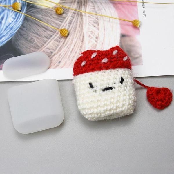 Gebreide schattige cartoon pluche dieren beschermhoes voor Apple AirPods 2 (sneeuwpop)