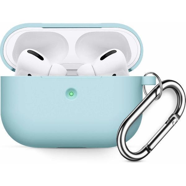 Apple AirPods Pro Soft Silicone Hoesje Met sleutelhanger - Licht Blauw