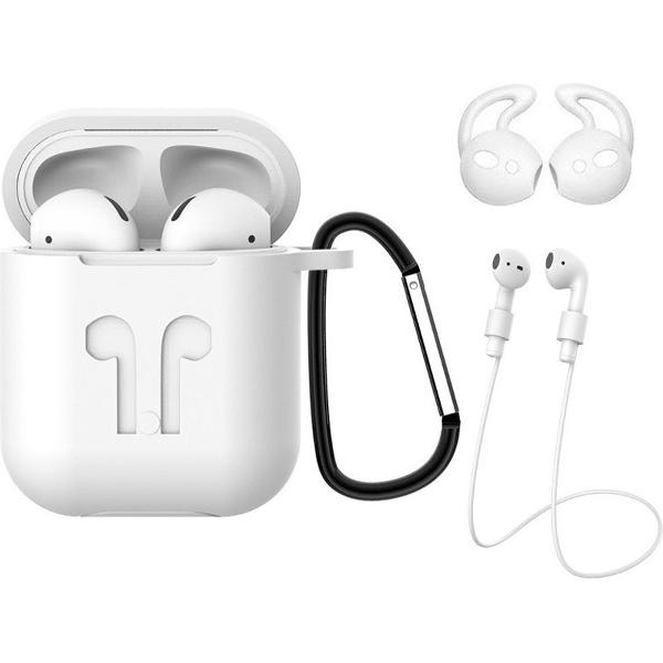 Hoesje voor Apple AirPods 1 Hoes Case 3-in-1 Siliconen Cover - Wit