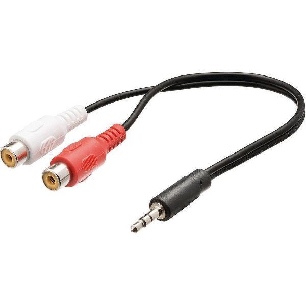 Transmedia 3,5mm Jack (m) - Tulp (v) stereo audio adapter kabel - 0,20 meter