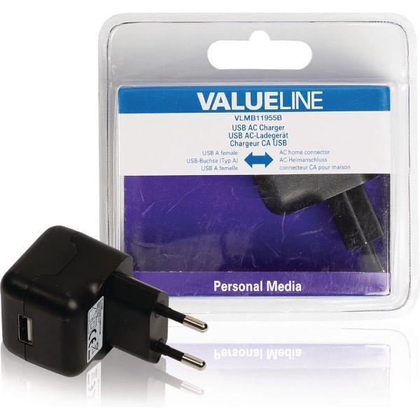 Valueline VLMB11955B Usb Ac-lader Usb A Female - Ac-huisaansluiting Zwart 2.1a