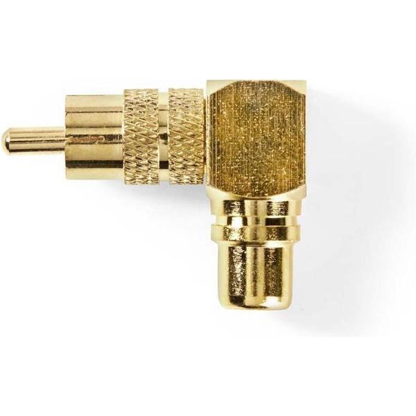 Nedis CAGP24920GD Mono-audioadapter 90°, Haaks Rca Male - Rca Female 10 Stuks Goud