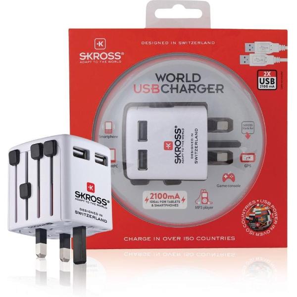 Skross SKR1302320 Reisadapter Wereld Usb Geaard