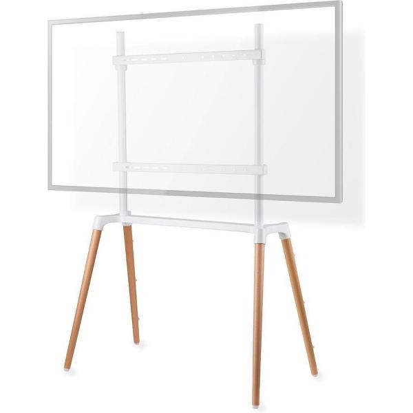 Nedis TVSM7250WT Tv-vloerstandaard 60 - 75 Inch Maximaal 40 Kg Scandinavisch Ontwerp Wit / Beuk
