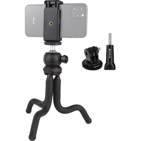PULUZ Mini Octopus Flexibele statiefhouder met kogelkop en telefoonklem + statiefbevestigingsadapter en lange schroef voor spiegelreflexcamera's, GoPro, mobiele telefoon, afmeting: 25 cm x 4,5 cm