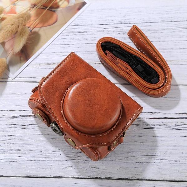 Full Body Camera PU lederen cameratas Tas met riem voor Canon PowerShot G7 X Mark II (bruin)