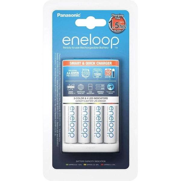 Panasonic Eneloop Snelle Oplader inclusief 4 AA batterijen
