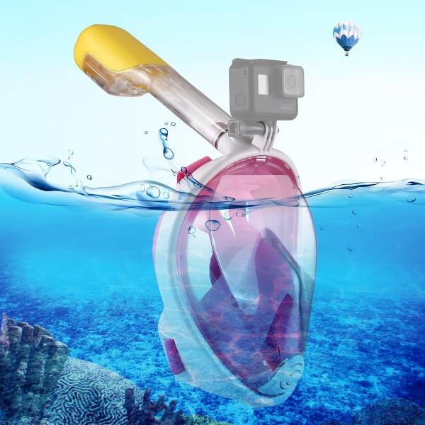 PULUZ 220mm Buis Watersport Duikuitrusting Volledig Droog Snorkelmasker voor GoPro HERO5 / 4/3 + / 3/2/1, S / M Maat (Roze)