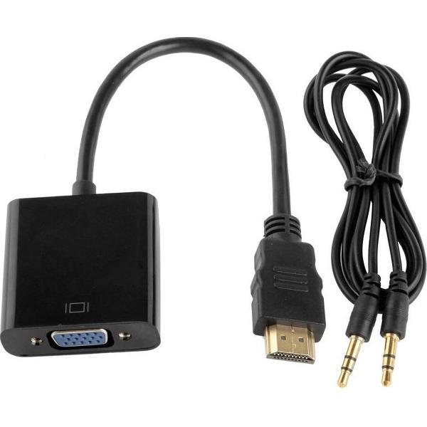HDMI Male naar VGA Female + Audio Adapter Kabel | Zwart / Black | 20CM | Premium Kwaliteit