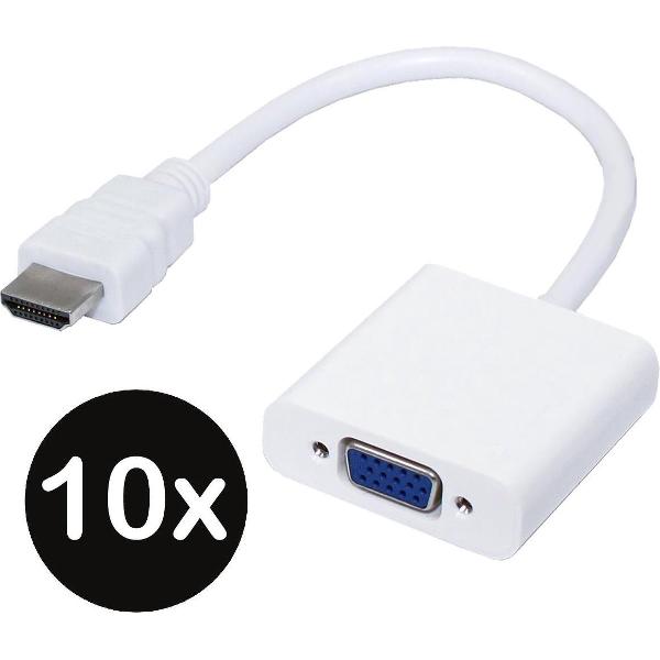HDMI naar VGA Adapter Kabel Converter 1080p Full HD - Wit - 10 PACK